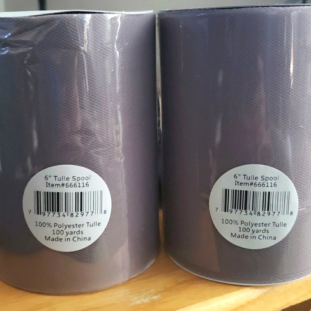 Gray tulle 6"x100 yards each roll. 2 rolls